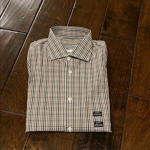 Michael Kors Men's Plaid Shirt - Tan and White